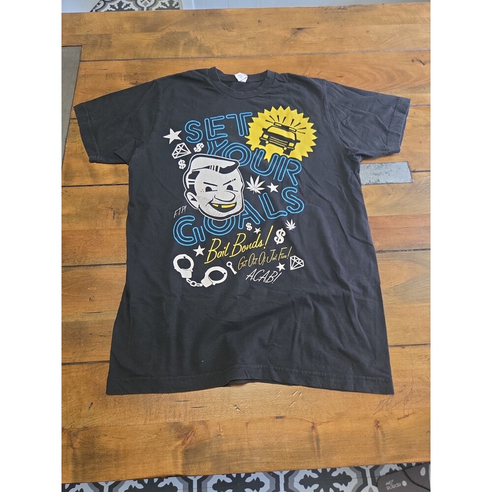 Set Your Goals T Shirt Mens M Black Pop Punk Easycore  Bail Bonds Tultex
